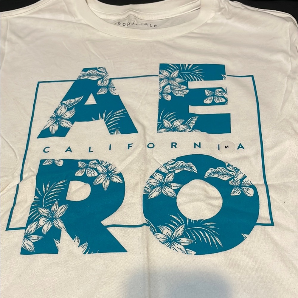 Blue and White Tropical Graphic Tee